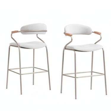 Imagem de Kit 2 Banquetas Zyon Alta Cozinha,Ilha ou Bancada Americana Fixa Metal