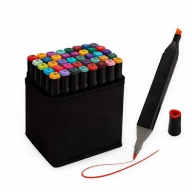 Imagem de Caneta Marcador Para Colorir Desenho Profissional 24, 36, 48, 60, 80, 100, 120, 168 Cores Conjunto De Canetinhas Pontas Duplas Codificados por Cores Vivas para Desenho (100)