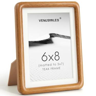 Imagem de Venusmiles Moldura de 15 x 20 cm, moldura de madeira teca natural com vidro temperado, moldura de madeira com canto arredondado feito à mão, 15 x 20 cm, fosca para exibição de foto, parede ou mesa de