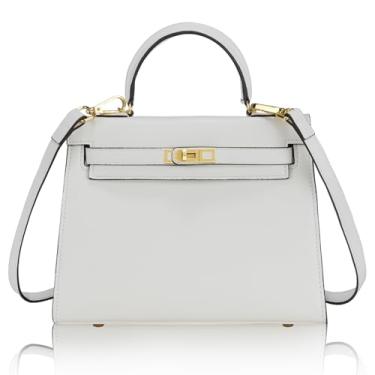 Imagem de Bolsa tiracolo de couro PU e bolsa de mão feminina moderna de luxo com alça ajustável bolsa média, Branco, Tendência