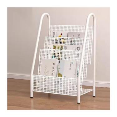 Imagem de Porta-revistas simples do chão ao teto Prateleira simples para jornais Prateleiras de ferro para sala de estudo Suporte de livros e jornais para sala de estar Armazenamento de jornais Escritório