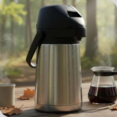 Imagem de Garrafa Térmica Avitherm 1L Inox Parede Dupla a Vácuo com Alavanca de 