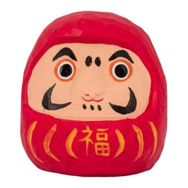 Imagem de WeiLaiKeQi Pequena boneca Daruma de madeira, escultura de arte japonesa, decoração para casa, miniatura Dharma, ideal para restaurantes, bares e festivais de Ano