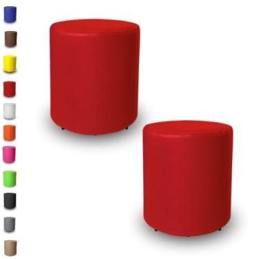Imagem de Kit 2 Puffs Banqueta Redondo Decorativo Banquinho Para Sala - Mercadão