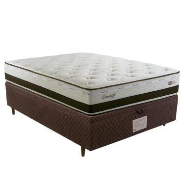 Imagem de Cama Box Baú Casal Molas Maxspring Herval Cardiff, 76x138x188 cm, Marrom