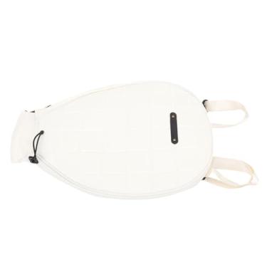 Imagem de Qinlorgo Mochila de Tênis Comporta 2 Raquetes, Mochila Com Alças Removíveis Ajustáveis, Bolsa Seca e úmida para Homens e Mulheres, Ideal para Tênis, 39x38x4cm (Branco)