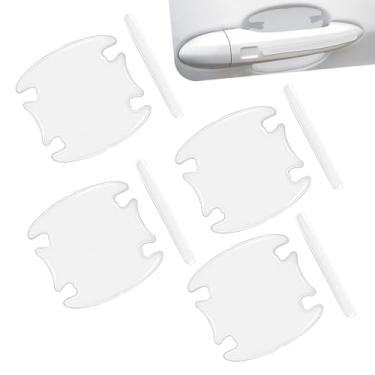 Imagem de Icyfond 8 peças de protetores de maçaneta de porta de carro, adesivo transparente para guarnição de para-choques de carro, PVC impermeável anticolisão copo de porta automotiva e película protetora de