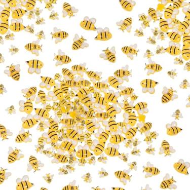 Imagem de WJIAAA Abelhas de resina para artesanato, 120 peças, mini berloque de abelhas de resina com 4 tamanhos, decoração de abelha, suprimentos de festa para decoração de mesa de aniversário de animais faça
