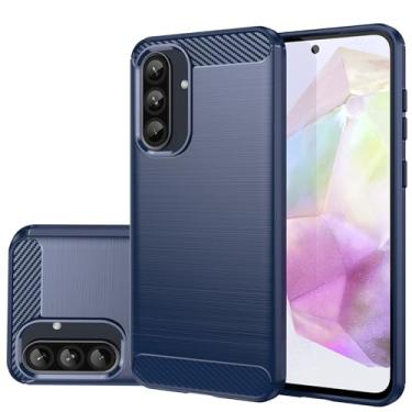 Imagem de Gufuwo Capa para Galaxy A56 5G, para Samsung A 56 SM-A566B, capa de telefone fina de fibra de carbono TPU macia capa protetora antiarranhões à prova de choque para Samsung Galaxy A56 5G azul
