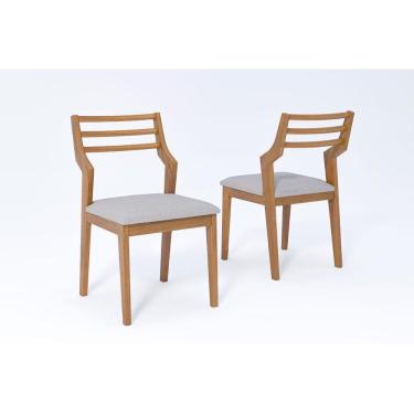 Imagem de Cadeiras Cozinha Damasco Kit 2 Un Carvalho/Linho Cinza Cimol