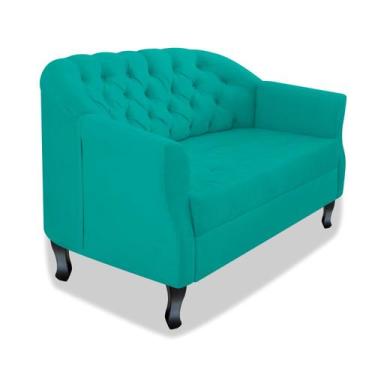 Imagem de Namoradeira Decorativa Julia A02 Suede - Amarena Móveis, Azul Turquesa