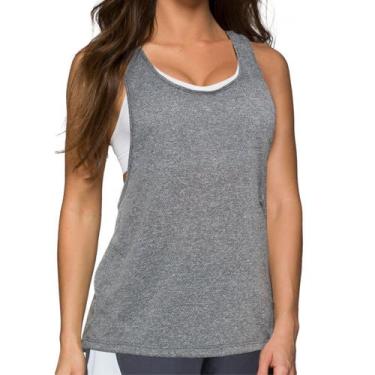 Imagem de Camiseta Feminina Esportiva Regata Cavada Selene 20855, G, Preto mescl