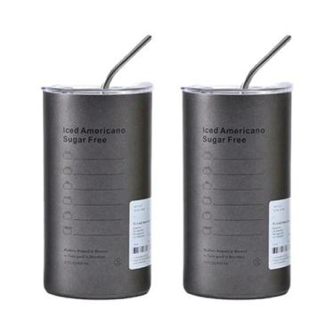 Imagem de Copo Térmico Portátil De Aço Inoxidável 600ml Com Canudo, Isolado, Liv