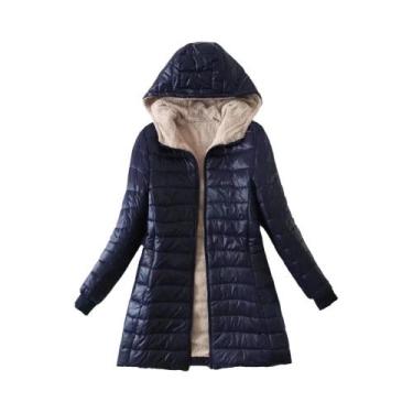 Imagem de Jaqueta Feminina De Algodão Com Capuz De Comprimento Médio, Parka Quen