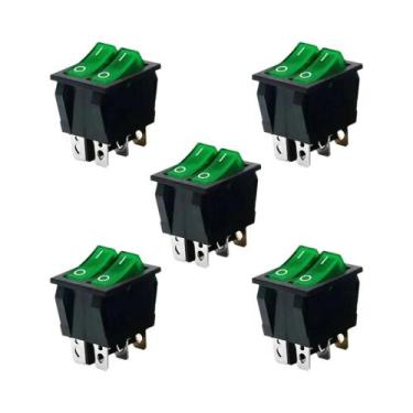 Imagem de Interruptor Gangorra Duplo Vermelho 5 Peças 2 SPST Liga-Desliga 6 Pino