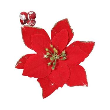 Imagem de Flores Artificiais De 13CM Para Decoração De Árvore De Natal, 10 Peças