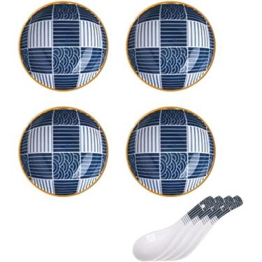 Imagem de Conjunto de tigelas de cerâmica para sobremesa, tigelas de imersão de cerâmica, prato de molho de soja de sushi, pratos de molho para mergulhar, tigelas de cerâmica para imersão, 4 tigelas de molho