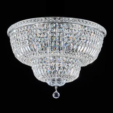 Imagem de Homeooze 9 Lustres de Cristal Modernos Luz de Teto Luminária de Teto de Montagem Embutida para Sala de Estar Sala de Jantar Quarto Foyer (Cromado, 61 cm)