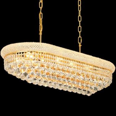 Imagem de Lustres de cristal para luminárias de sala de jantar sobre mesa, lustres de cristal modernos para cozinha lsland, 11 luzes estilo império luminárias de luxo douradas para bar de sala de estar L34,5