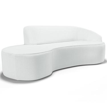 Imagem de Sofá 3 Lugares Curvo Sala de Estar Living Firenze Direito D02 Corano Branco 180 cm C-12 - Lyam