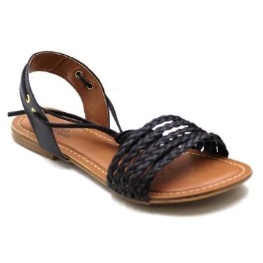 Imagem de Sandália Feminina Rasteira Amarrar Preta Bellmarques