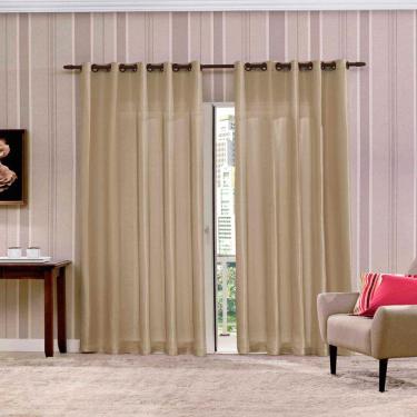 Imagem de Cortina Blackout para Varão 200X160cm PVC Ilhós Bella Janela Bege com Cinza