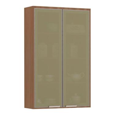 Imagem de Armário Aéreo Cristaleira 80cm 2 Portas C/Vidro Reflecta