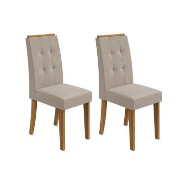 Imagem de Cadeira Sala De Jantar Celebrare Kit 2 Un Rovere/amêndoa/veludo Naturale Creme - Lopas