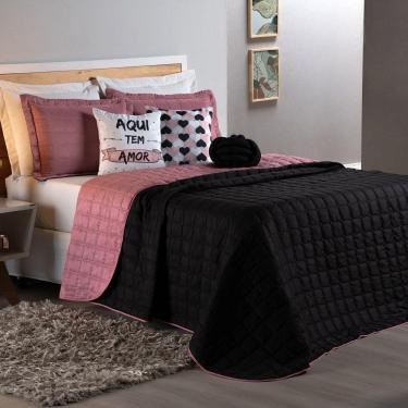 Imagem de Kit Cobre Leito Sonho Queen 08 Peças Barato - Preto - Rosê
