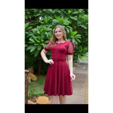 Imagem de Vestido Feminino Com Cinto Midi Rodado Evangélico Social Godê Prinçesa