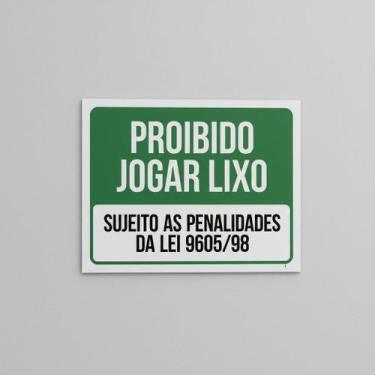 Imagem de Placa Acm Proibido Jogar Lixo Sujeito Penalidades Lei 18X23 - Sinalizo