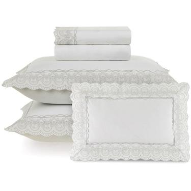 Imagem de Jogo de Cama Karsten Alice 200 Fios 5 Peças Queen Branco