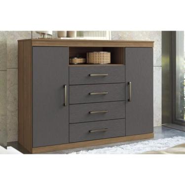 Imagem de Cômoda De Quarto Master com 2 Portas 1 Nicho E 4 Gavetas Jatoba-grafitte - Santos Andirá