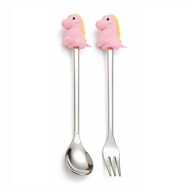 Imagem de Kit Talheres de Aço Inox Colher Garfo de Dinossauro com Estojo