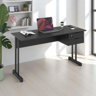 Imagem de Mesa Escrivaninha Home Office Ecos 100 Cm 2 Gavetas - Preto Preto