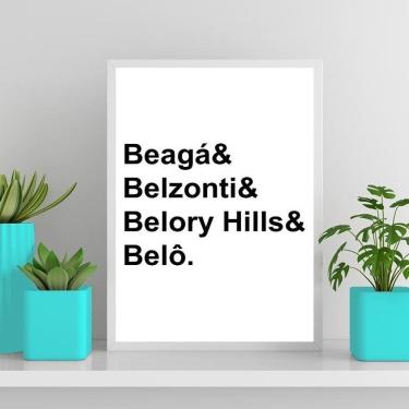 Imagem de Quadro Belo Horizonte Beagá Moldura Branca Com Vidro 33X24Cm