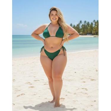 Imagem de Biquini Plus Size Cortininha Ajustavel Calcinha Amarração - NoBrand, V