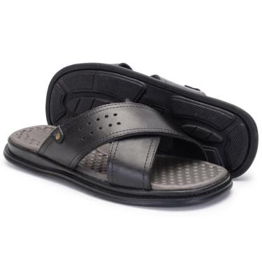 Imagem de Chinelo Masculino Antistress Anatômico de Couro Tamanho 37 ao 46-Masculino