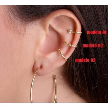 Imagem de Piercing Argola Orelha Falso Fake Dourado Folheado Modelo 03 - De Cast