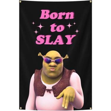 Imagem de Tapeçaria para pendurar na parede Funny Born to Slay Shrek Meme 100x15