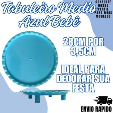 Imagem de Tabuleiro Medio Azul Bebe Redondo Enfeite Festa Docinhos - NGB