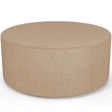 Imagem de Puff Redondo Orgânico para Living 90cm Lola W01 Linho Bege Escuro - Lyam Decor