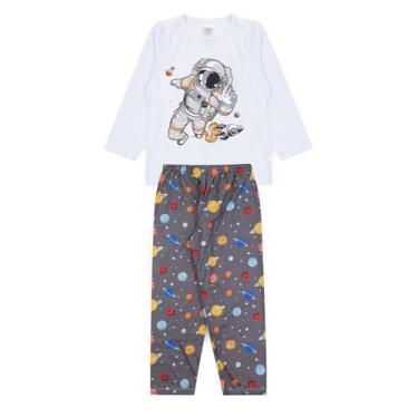 Imagem de Pijama Infantil Masculino Inverno Astronauta - Hey Kids Branco - HeyKi