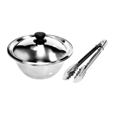 Imagem de Pote Bowl Tigela Saladeira com tampa e Pegador Inox 28cm Saladas Macar