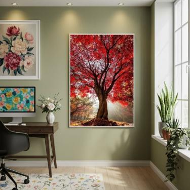 Imagem de Quadro Decorativo Árvore Coração 70x50cm Mold Branca