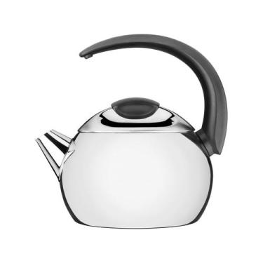 Imagem de Chaleira Tramontina em Aço Inox Cabo Preto 18 cm  2,2 L, 2,25L, Inox