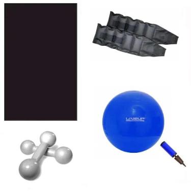 Imagem de Kit Colchonete + Bola Para Pilates + Par de Tornozeleira 2 Kg + Par de