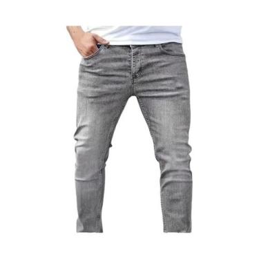 Imagem de Calças Jeans Masculinas Cinza De Corte Reto, Estilo Americano, Design 