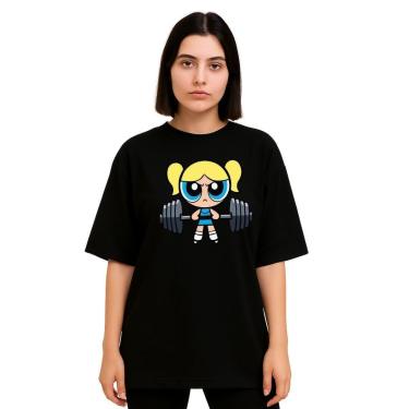 Imagem de Camiseta Oversized Feminina Algodão Treino Academia Estampada-Feminino