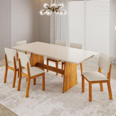 Imagem de Mesa de Jantar 6 Lugares Borgia Mel/Blonde/Pastel - Viero Móveis, Bege